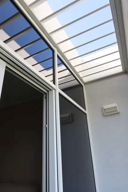 Sliding door frame beneath the pergola, Arabella Townhouses