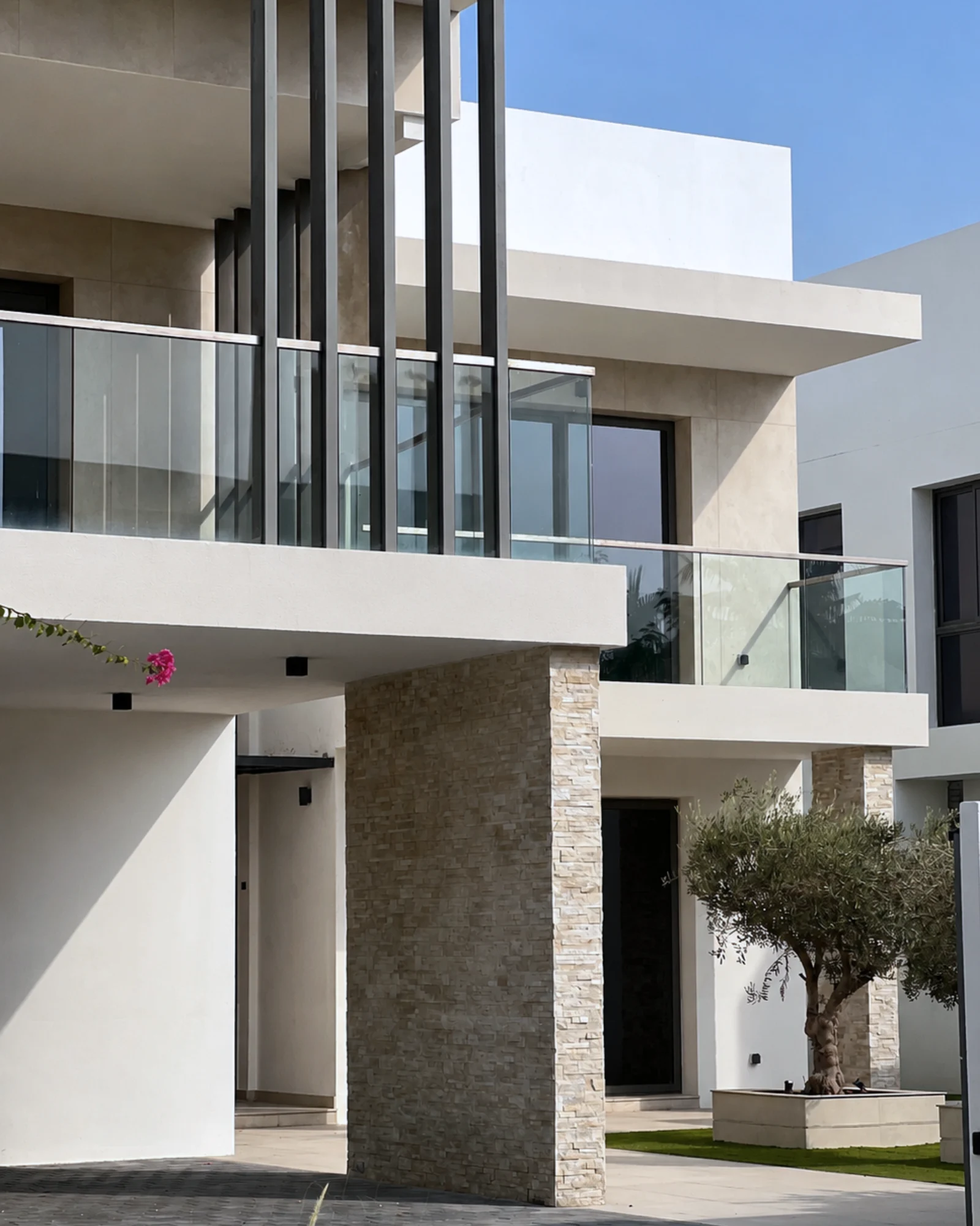 Yas Acres villa exterior with glass balustrade balcony, Yas Island, Abu Dhabi